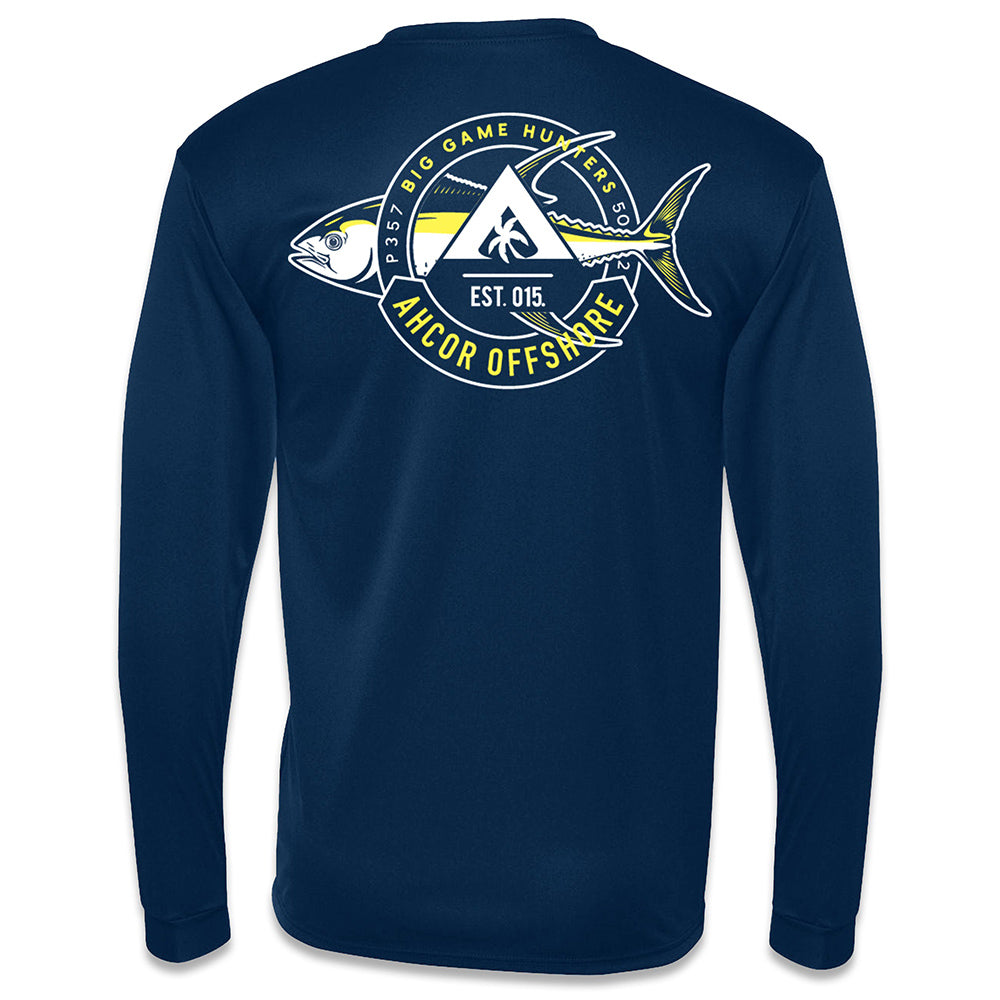 Men's navy long sleeve performance Fishing t-shirt 50+ UPF