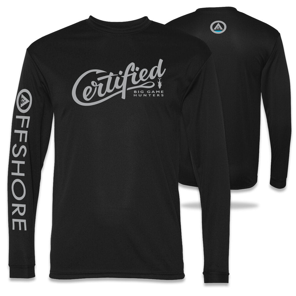 Black long sleeve performance Fishing t-shirt 50+ UPF