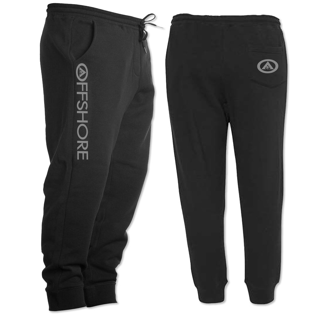 Gray Logo on Black  - Twill Jogger Pants